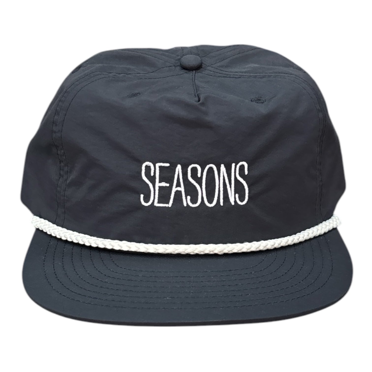 Seasons Skinny Logo Rope Nylon Hat- Black