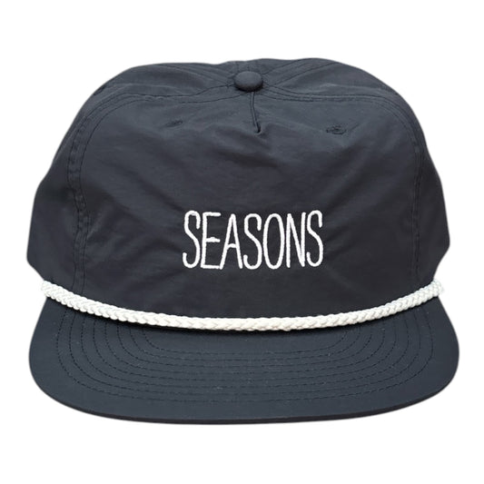 Seasons Skinny Logo Rope Nylon Hat- Black