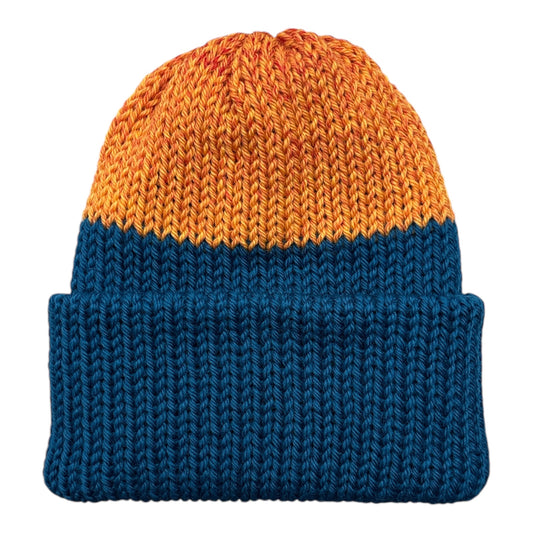 Chimney Short Stack Beanie- Bermuda Blue/Lava Orange Fade