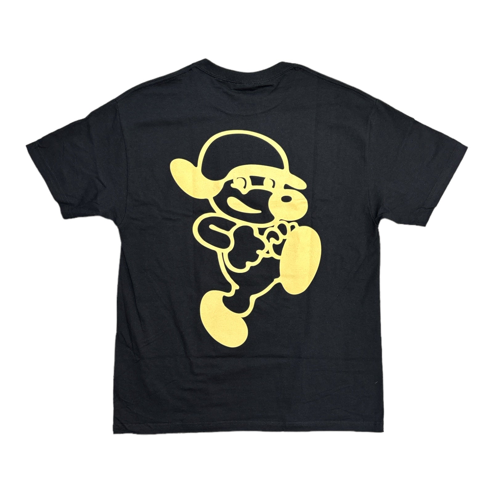 Black Tee with a Picture of a Dog in Yellow. (Back Print)