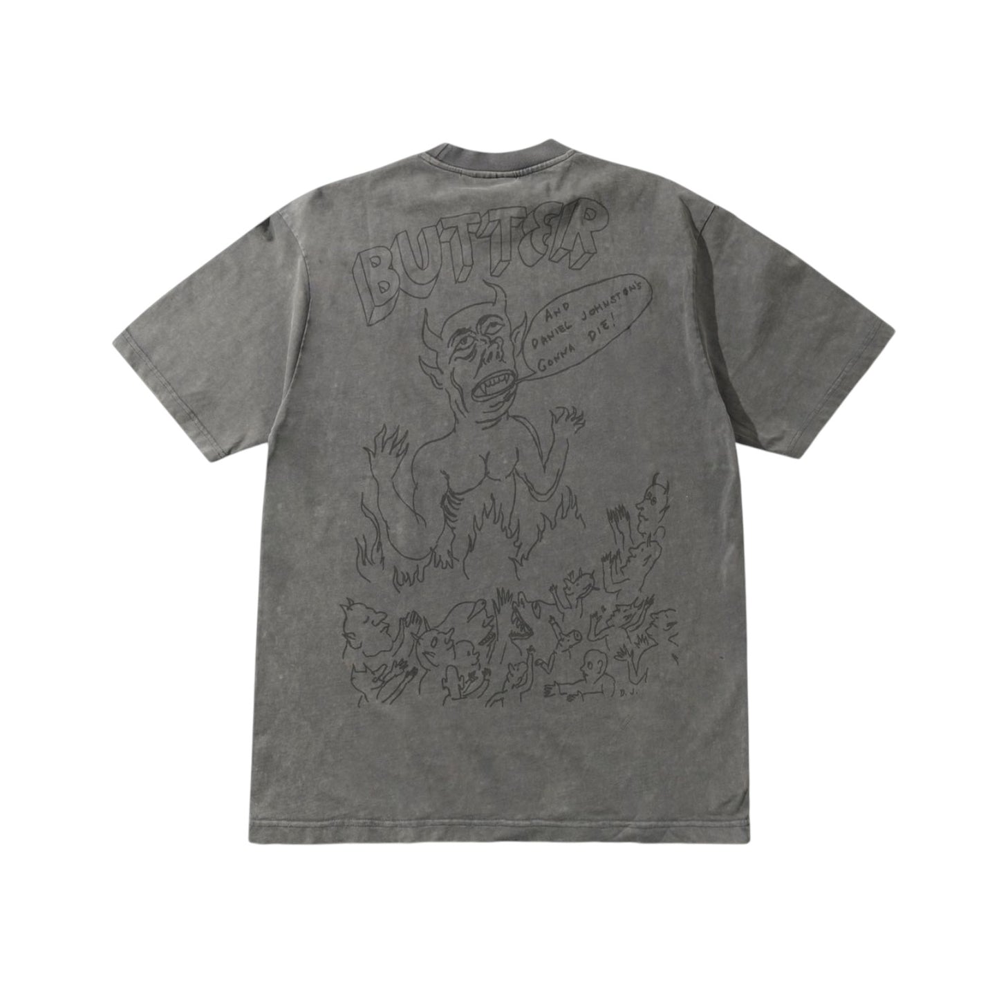 Butter Satan Tee- Black Acid Wash