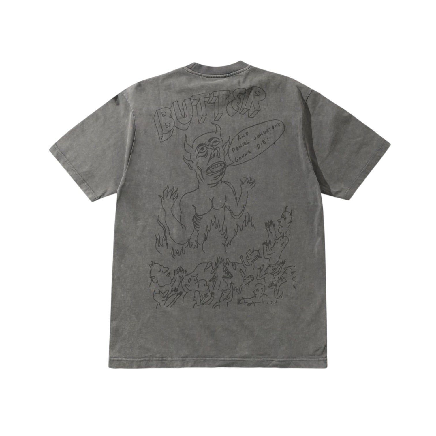Butter Satan Tee- Black Acid Wash