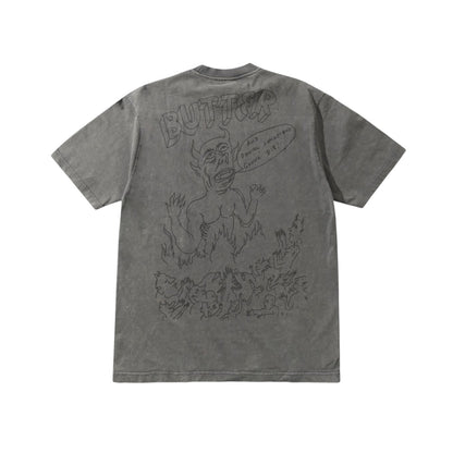Butter Satan Tee- Black Acid Wash