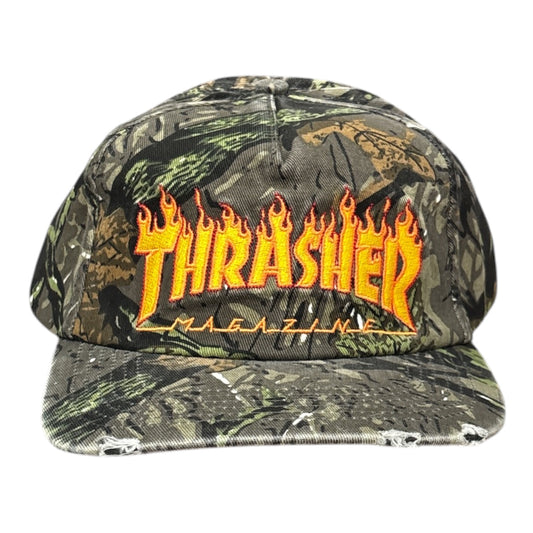 Thrasher Flame Distressed Hat- Camo