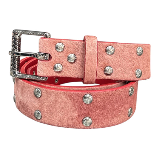 Carpet Pony Hair Studded Belt- Pink