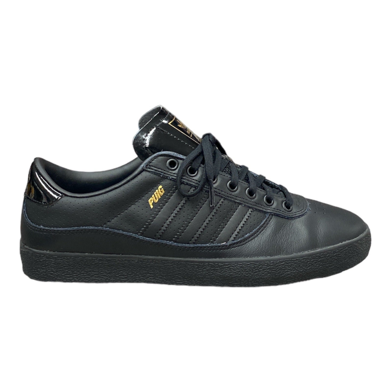 Adidas Puig Indoor Skate Shoe in all black leather.