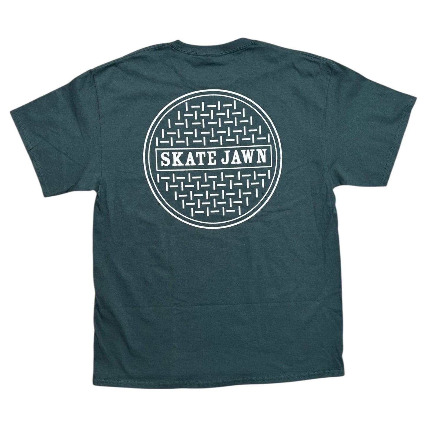 Skate Jawn Sewer Cap Tee- Dark Green
