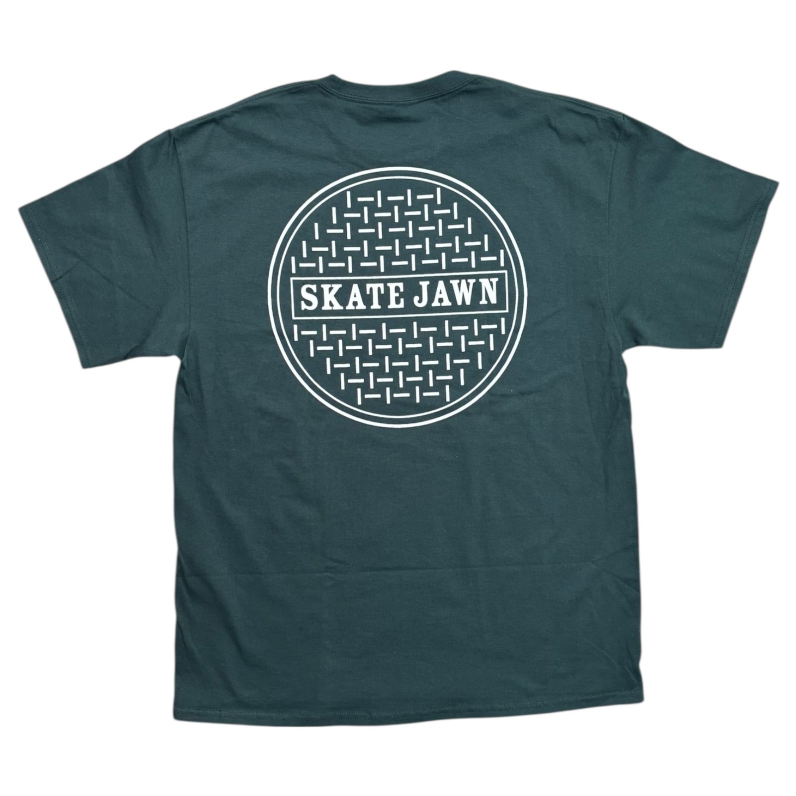 Skate Jawn Sewer Cap Tee- Dark Green