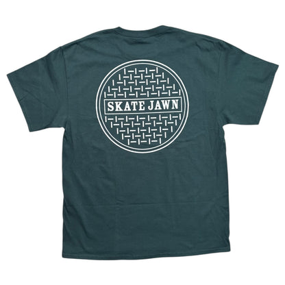 Skate Jawn Sewer Cap Tee- Dark Green