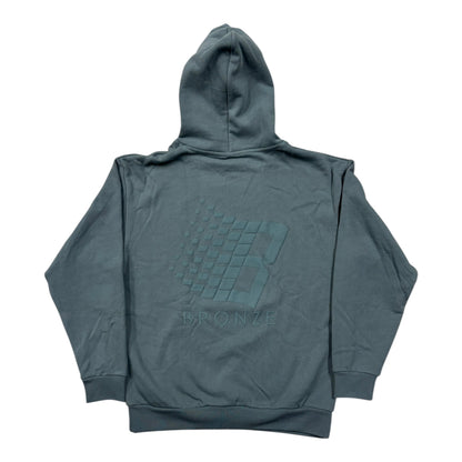 Bronze B Logo Puff Print Hoodie- Blue