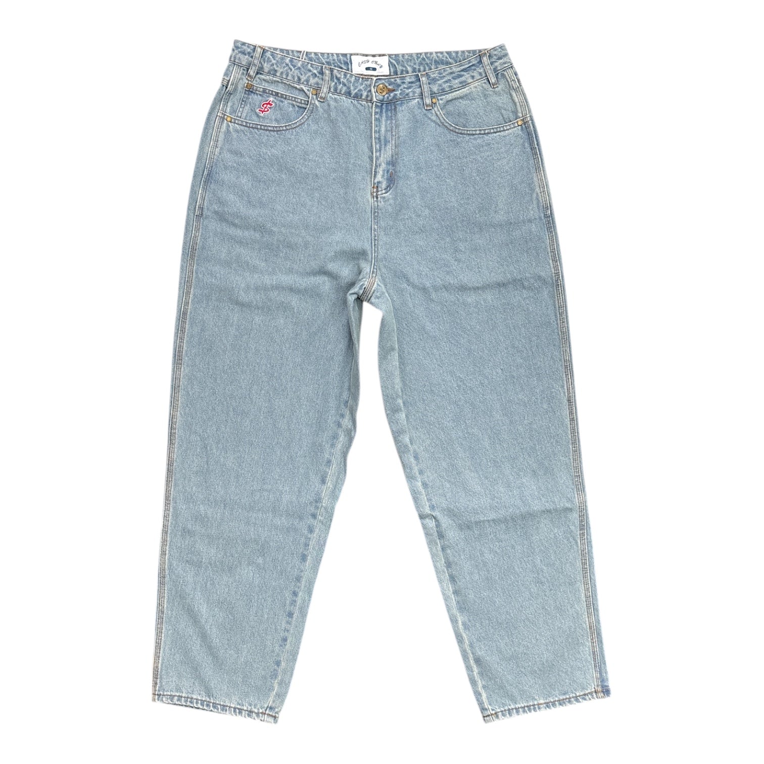Cash Only Logo Baggy Denim Jeans- Washed Indigo