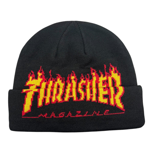 Thrasher Flame Fold Beanie- Black