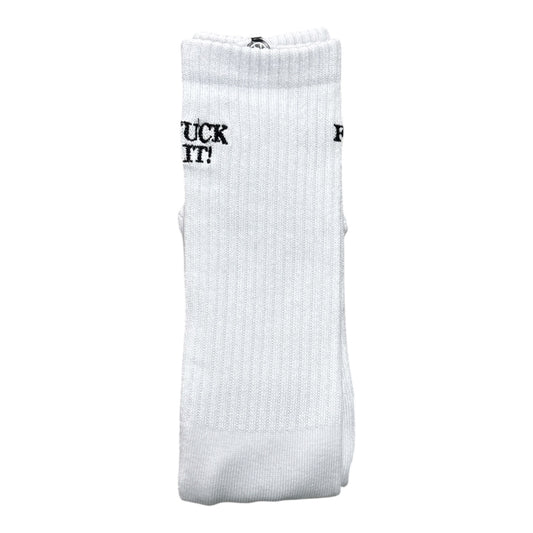 HUF Fuck It Embroidered Crew Socks- White