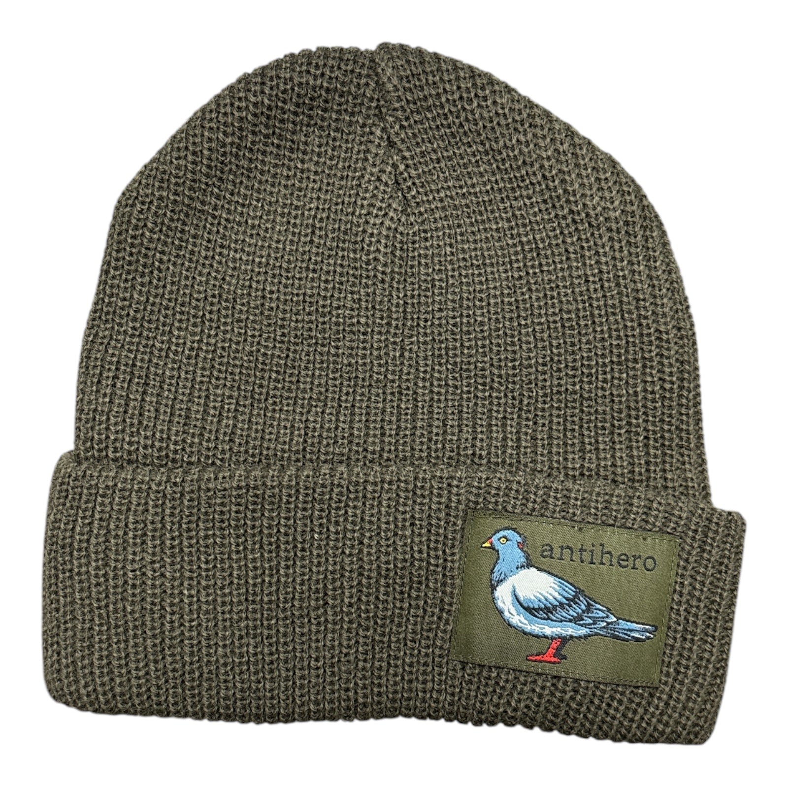 Anti Hero Lil Pigeon Label Cuff Beanie- Olive FRONT