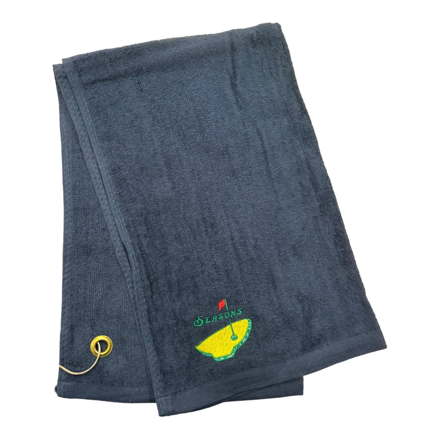 Navy Golf Towel with Embroidered NYS Egg Logo Embroidered on it.