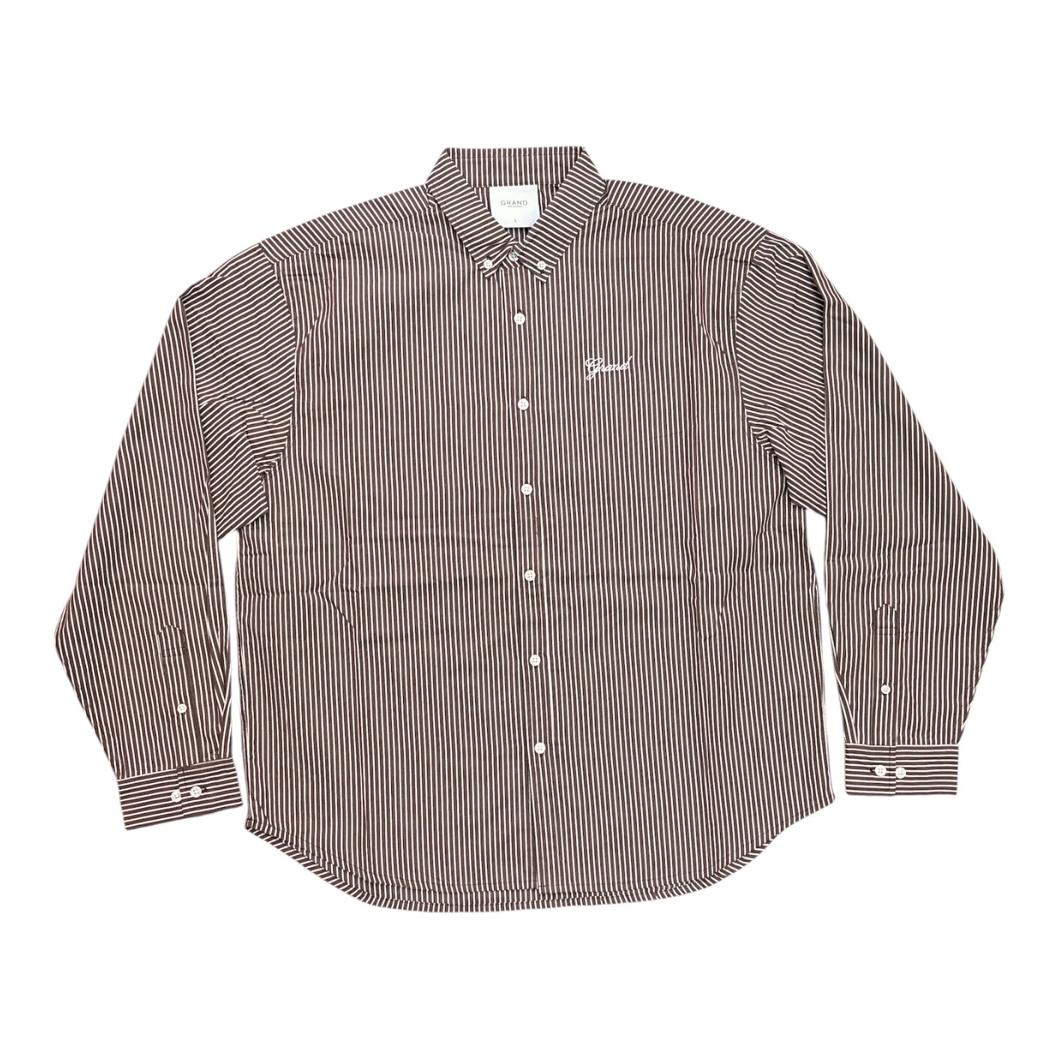 Grand Poplin Striped Shirt- Espresso