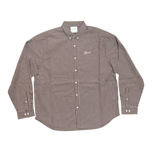 Grand Poplin Striped Shirt- Espresso