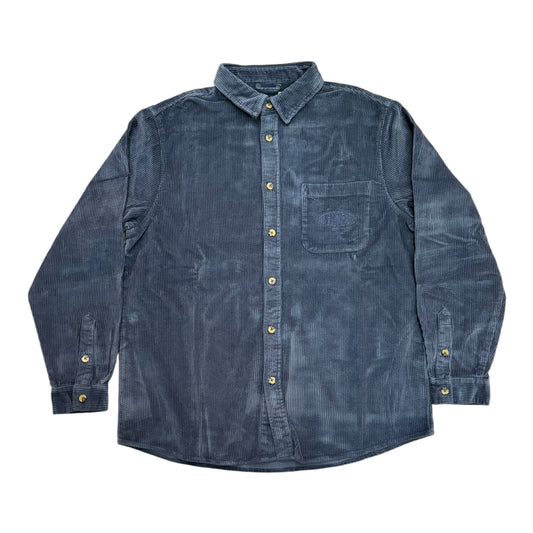 Bronze Corduroy Button Up Jacket- Navy FRONT