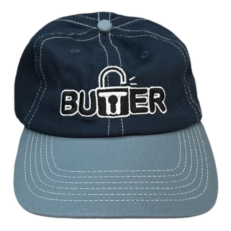 Butter Lock 6 Panel Hat Navy/Ocean FRONT