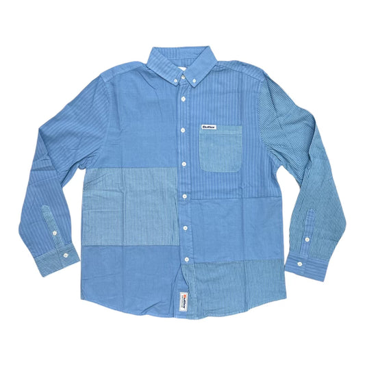 Butter Patchwork Plaid L/S Shirt- Overdye Navy FRONT