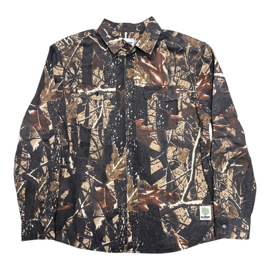 Butter Washed Pocket Button Up Shirt- Camo FRONT