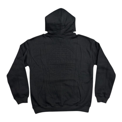 Skate Jawn Embossed Sewer Cap Hoodie- Black