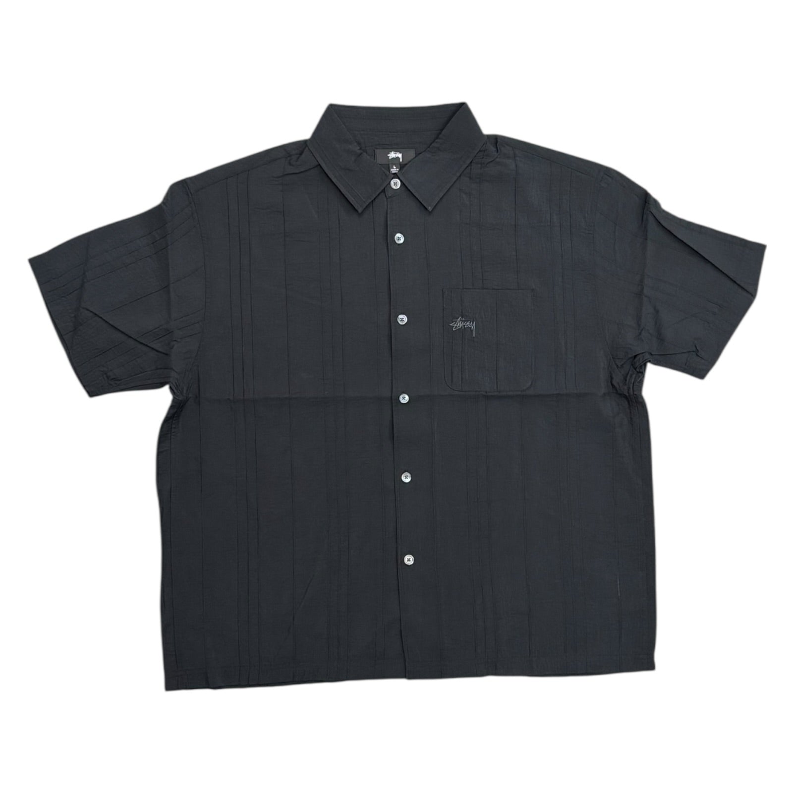 Stussy Pleated Textured Shirt- Black