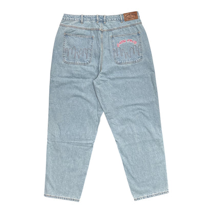 Cash Only Logo Baggy Denim Jeans- Washed Indigo