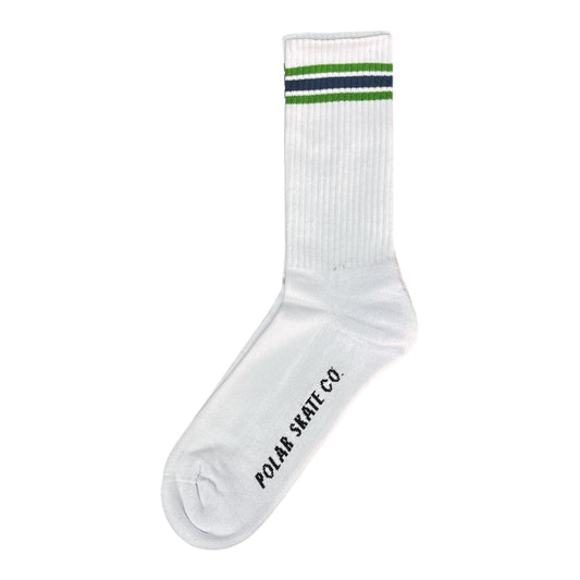 Polar Rib Socks- Striped- White/Green/Blue