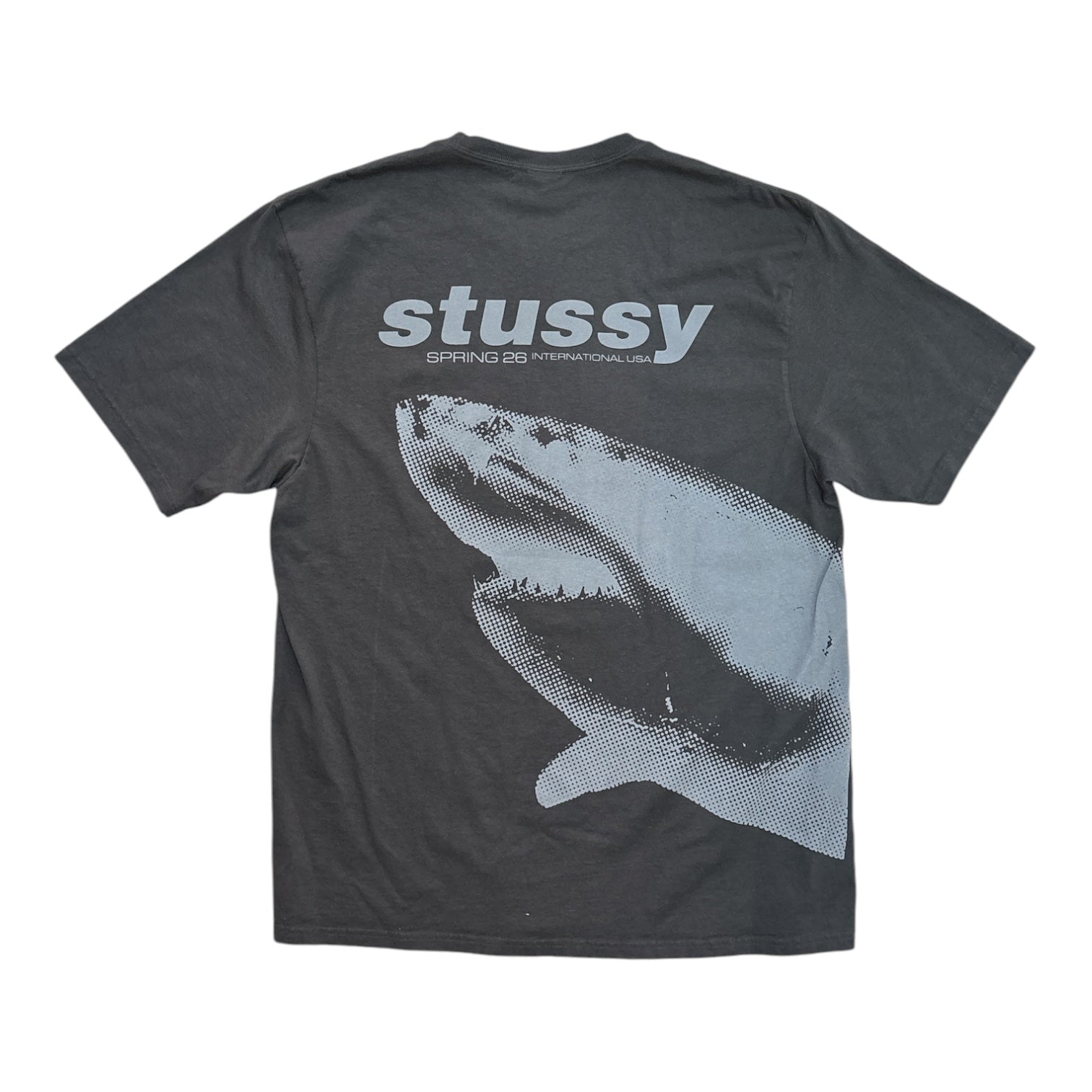 Stussy Shark Pig Dyed Tee- Faded Black