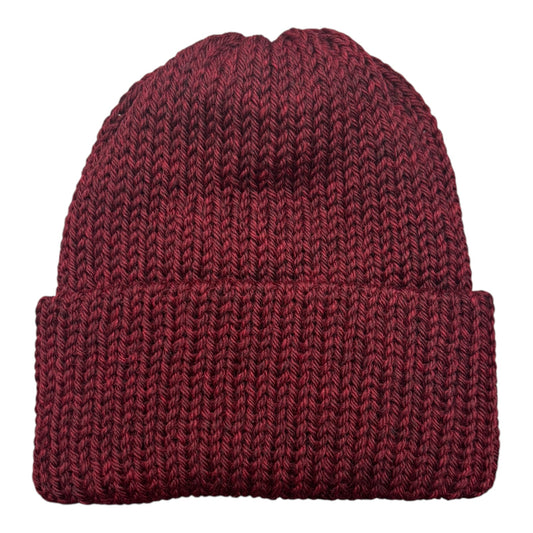 Chimney Short Stack Beanie- Garnet Heather FRONT