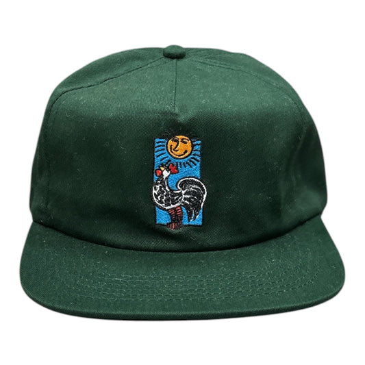 Chocolate Rooster 5 Panel Hat Forest Green FRONT