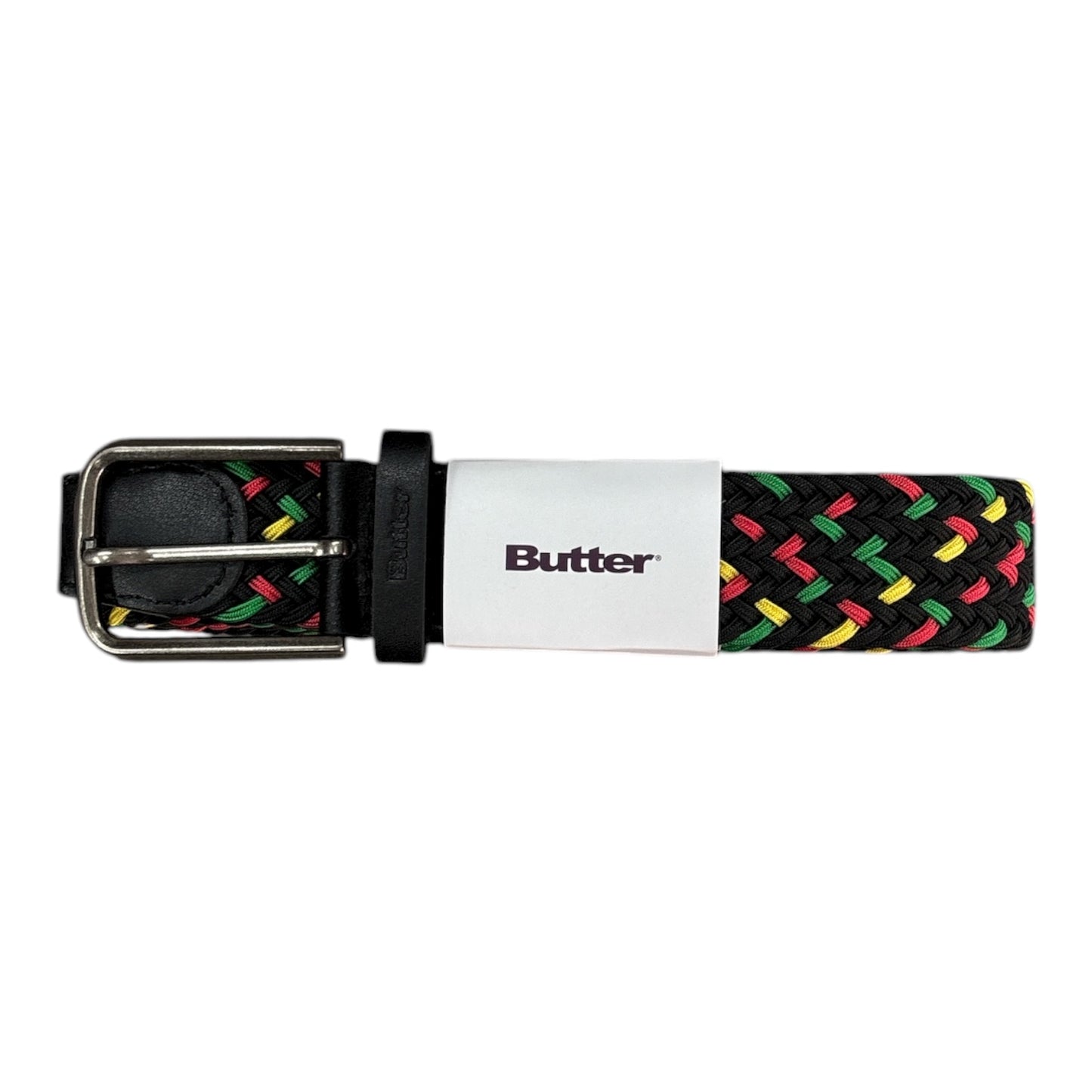 Butter Braided Logo Belt- Black/Rasta