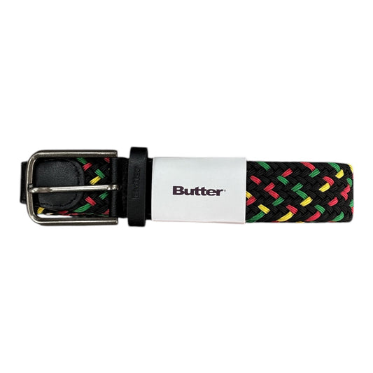 Butter Braided Logo Belt- Black/Rasta