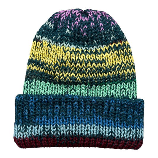 Chimney Short Stack Beanie- Mixtape Multicolor- Green/Yellow/Blue