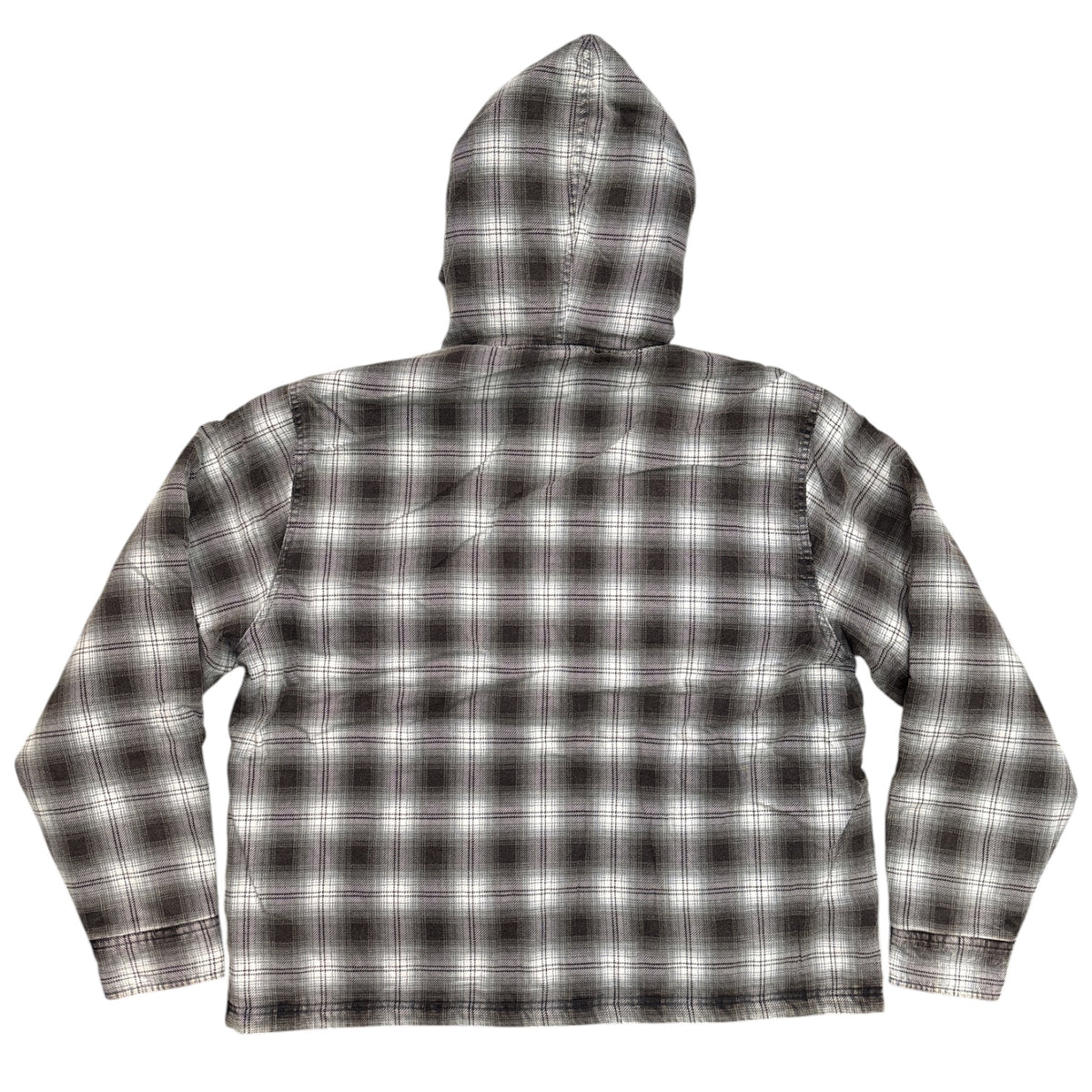 Stussy Zip Hood Plaid Shirt- Charcoal