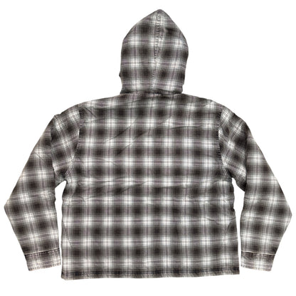 Stussy Zip Hood Plaid Shirt- Charcoal