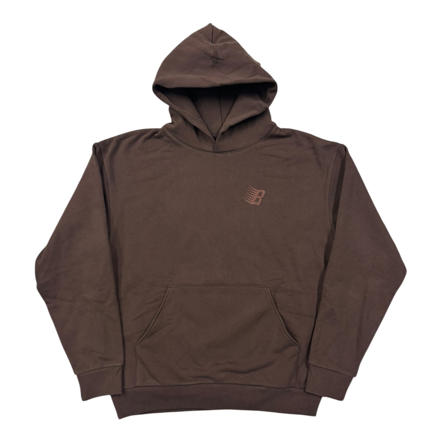 Bronze B Logo Puff Print Hoodie- Brown