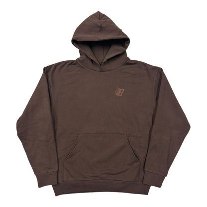 Bronze B Logo Puff Print Hoodie- Brown