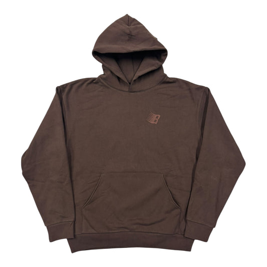 Bronze B Logo Puff Print Hoodie- Brown