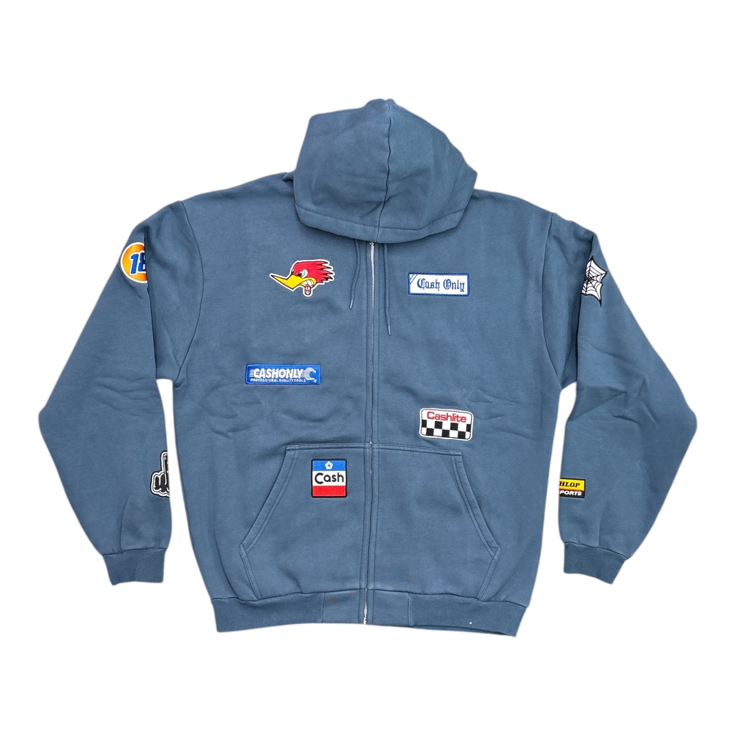Cash Only Service Zip-Through Hood- Washed Stone Navy