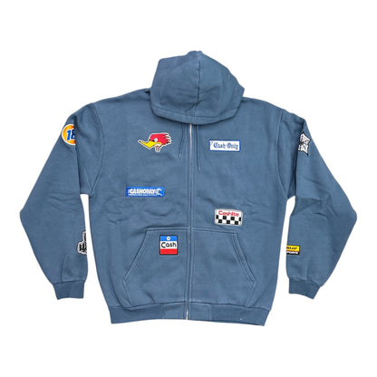 Cash Only Service Zip-Through Hood- Washed Stone Navy