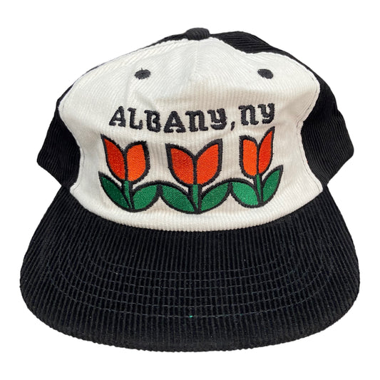 Hemstitch Mill Albany Tulips Hat Black White FRONT