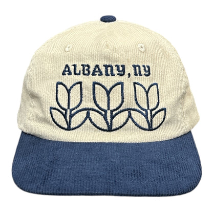 Hemstitch Mill SEASONS Albany Tulips Hat- Navy/Cream FRONT