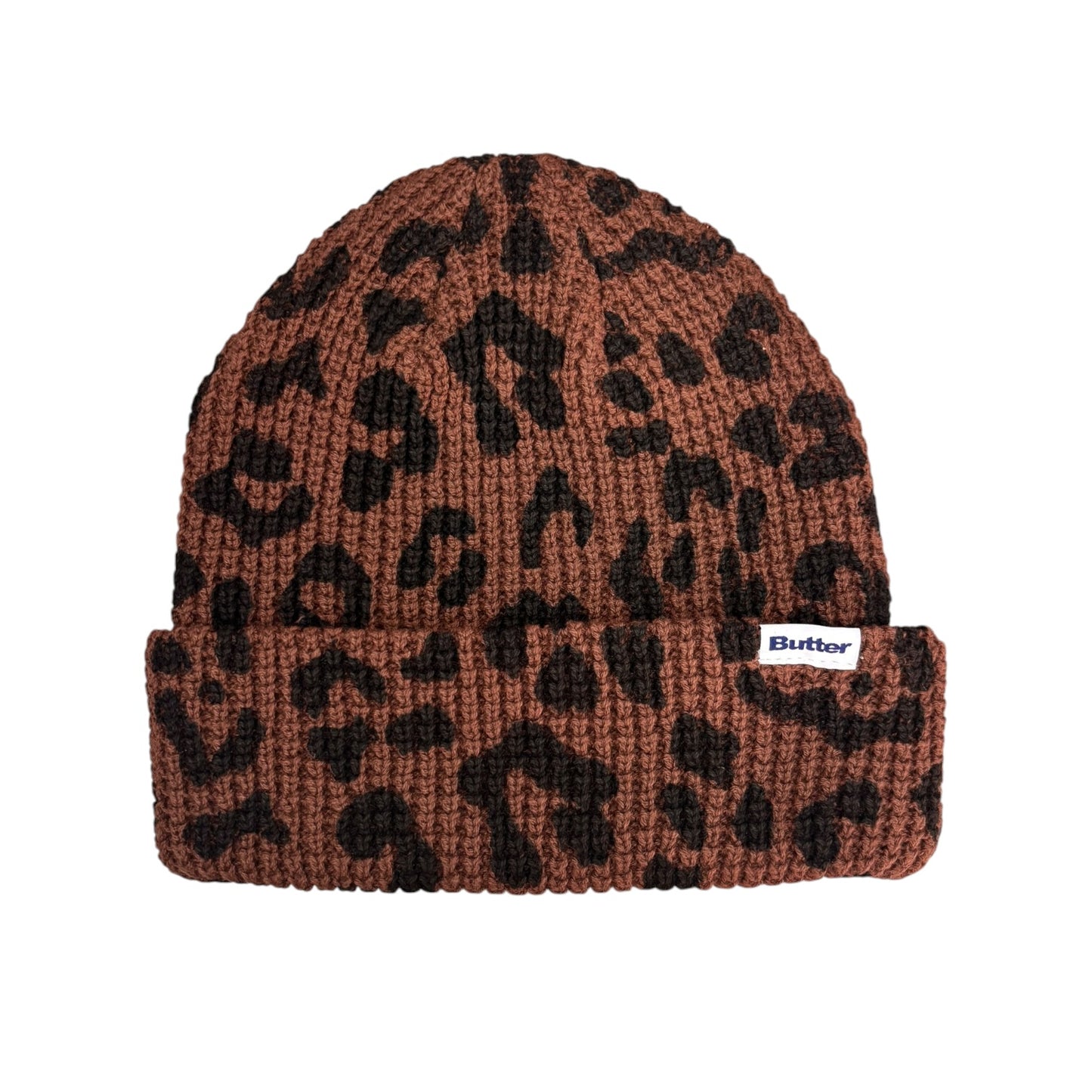 Butter Distress Waffle Beanie- Leopard