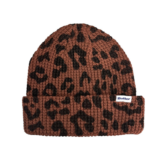 Butter Distress Waffle Beanie- Leopard