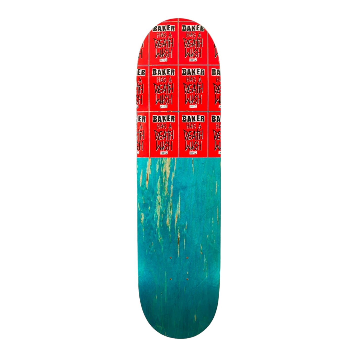 Red Stickers on Nose of a Blue Deck