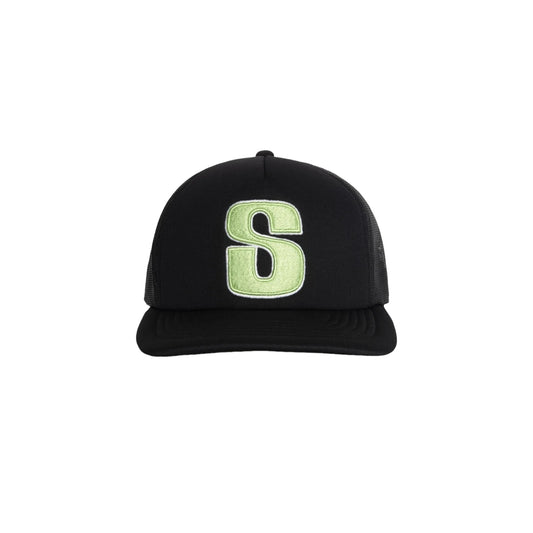 Stussy Big S Trucker Hat- Black
