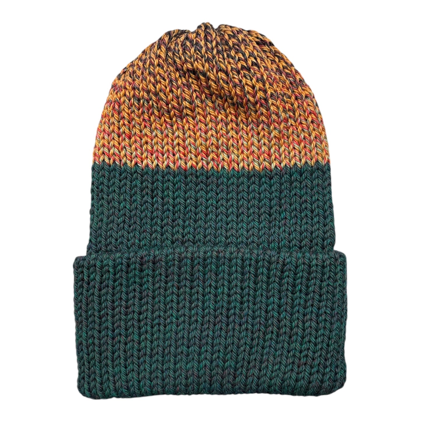 Chimney OG Fold Beanie- Blocked With Forest Green Fold