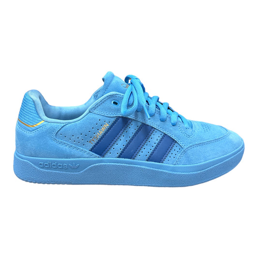 Adidas Tyshawn Low in All Sky Blue with Navy Blue Stripes. 